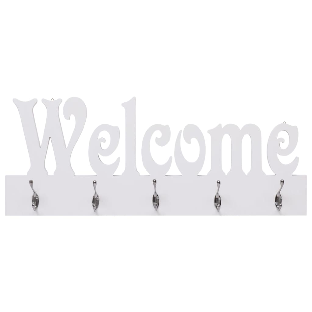 8719883670157_g_en_hd_1 vidaXL Wall Mounted Coat Rack WELCOME White 74x29.5 cm - Image 2