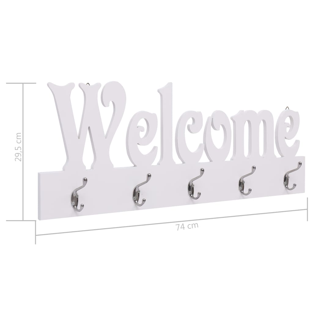 8719883670157_g_en_hd_5 vidaXL Wall Mounted Coat Rack WELCOME White 74x29.5 cm - Image 6