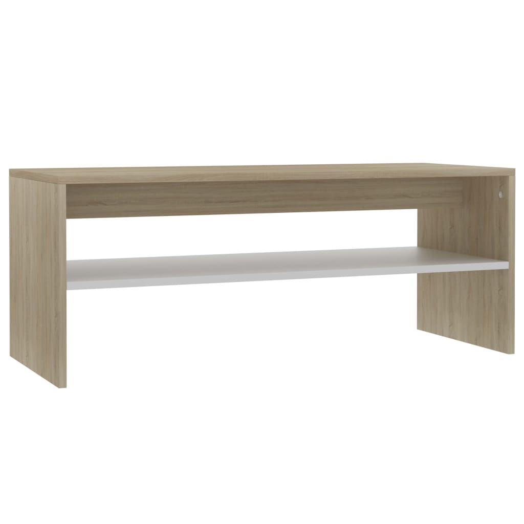 8719883672922_a_en_hd_1 vidaXL Coffee Table White and Sonoma Oak 100x40x40 cm Engineered Wood - Image 2