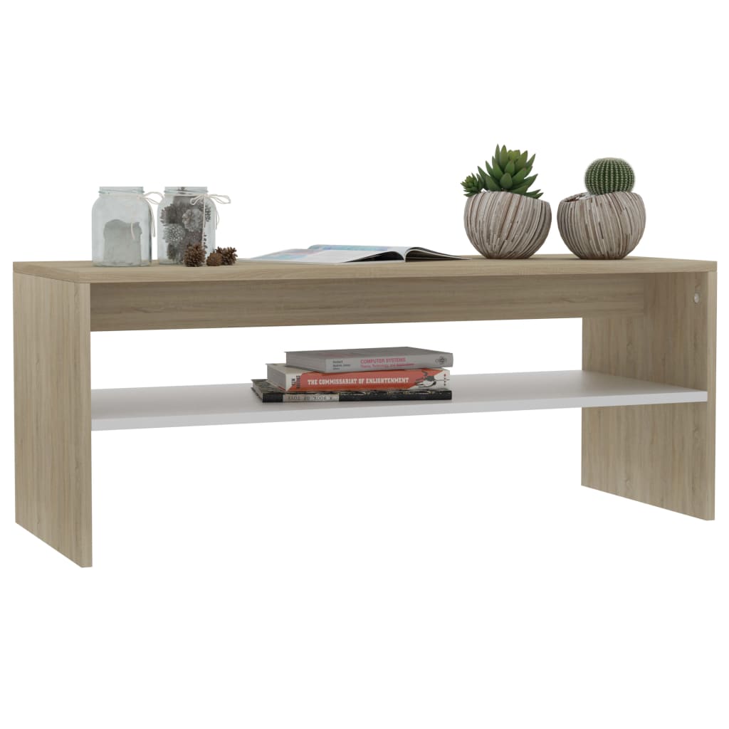 8719883672922_g_en_hd_1 vidaXL Coffee Table White and Sonoma Oak 100x40x40 cm Engineered Wood - Image 3