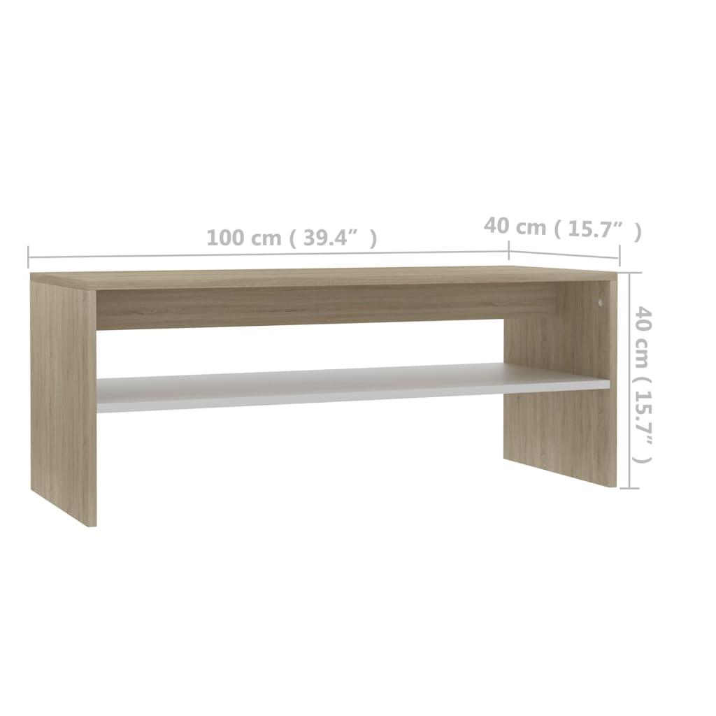 8719883672922_g_en_hd_4 vidaXL Coffee Table White and Sonoma Oak 100x40x40 cm Engineered Wood - Image 6