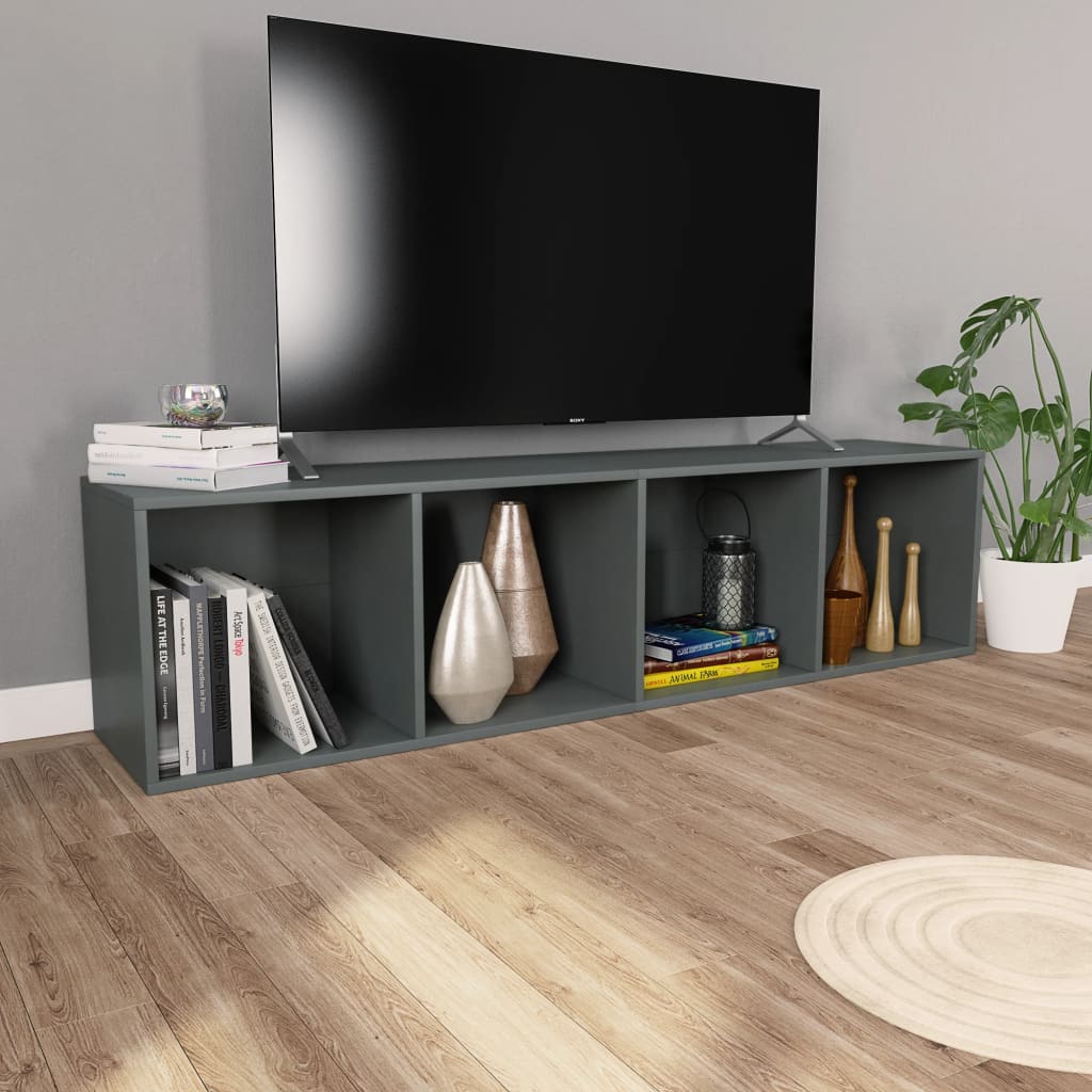 8719883673073_g_en_hd_4 vidaXL Book Cabinet/TV Cabinet Grey 36x30x143 cm Engineered Wood - Image 7