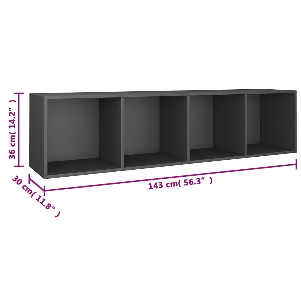 8719883673073_g_en_hd_9 vidaXL Book Cabinet/TV Cabinet Grey 36x30x143 cm Engineered Wood - Image 12