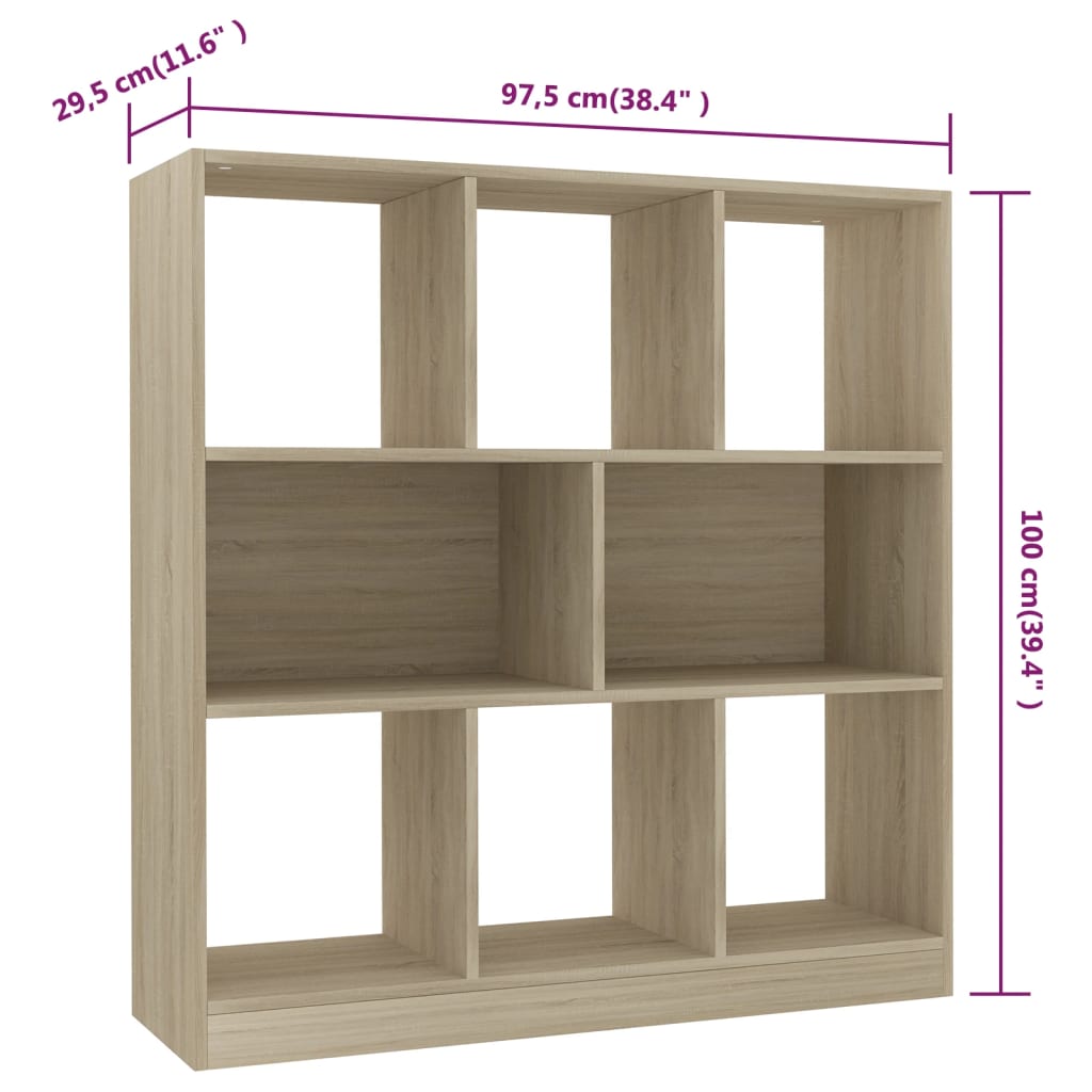 8719883673356_g_en_hd_4 vidaXL Book Cabinet Sonoma Oak 97.5x29.5x100 cm Engineered Wood - Image 7