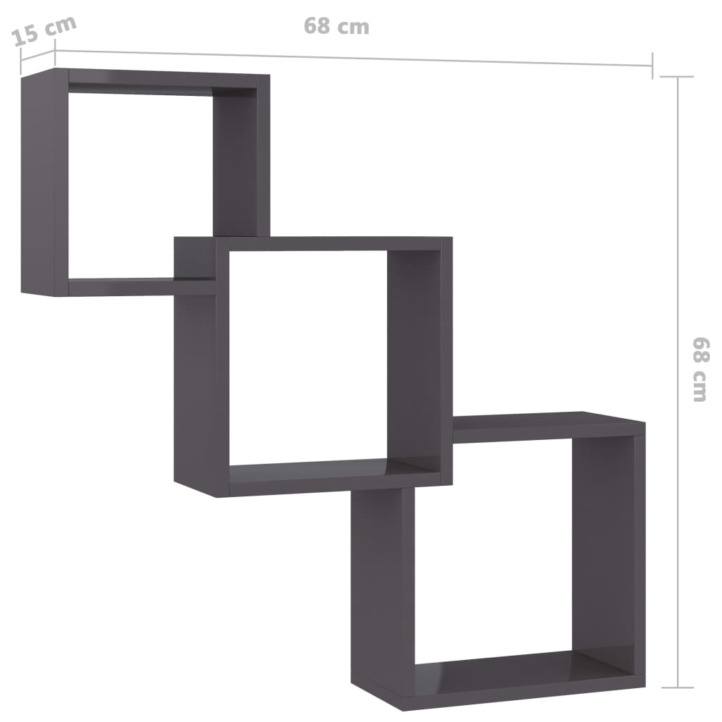 8719883674391_g_en_hd_4 vidaXL Cube Wall Shelves High Gloss Grey 68x15x68 cm Engineered Wood - Image 6