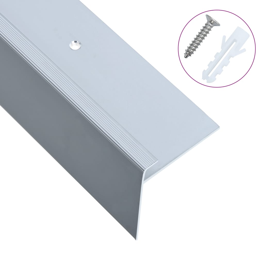 8719883675862_a_en_hd_1 vidaXL F-shape Stair Nosings 15 pcs Aluminium 100 cm Silver - Image 1