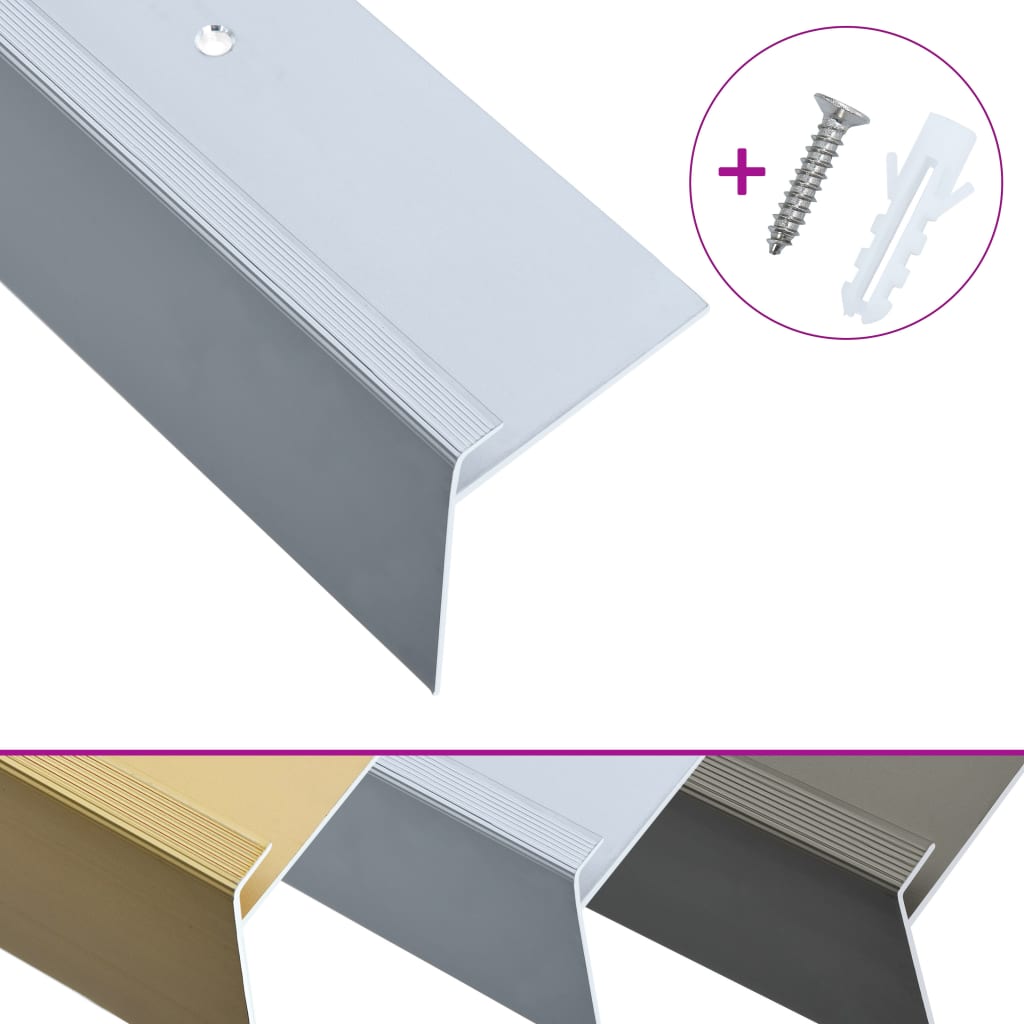 8719883675862_g_en_hd_2 vidaXL F-shape Stair Nosings 15 pcs Aluminium 100 cm Silver - Image 3