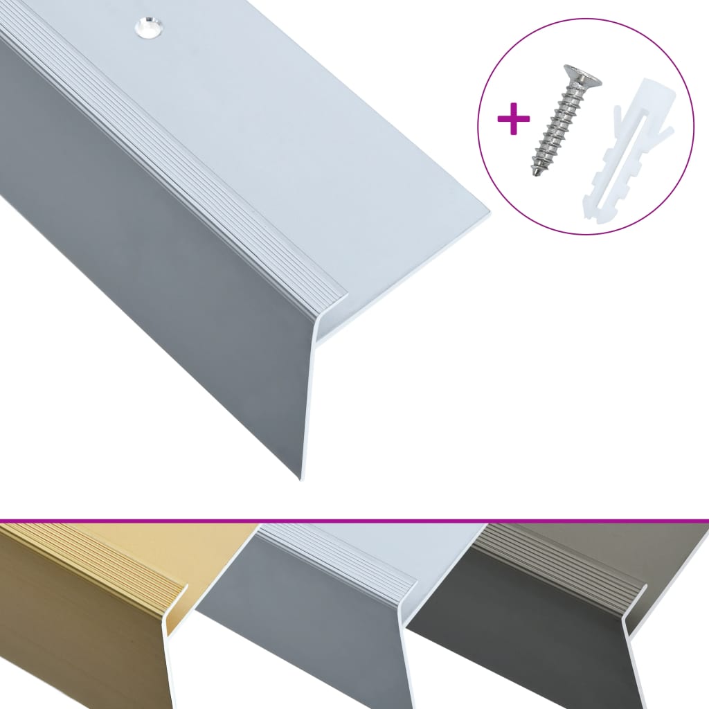 8719883675879_g_en_hd_2 vidaXL F-shape Stair Nosings 15 pcs Aluminium 134 cm Silver - Image 3