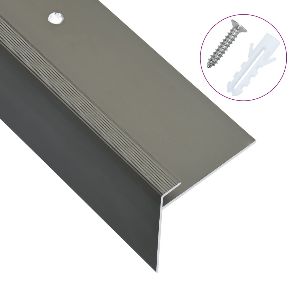 8719883675893_a_en_hd_1 vidaXL F-shape Stair Nosings 15 pcs Aluminium 100 cm Brown - Image 1