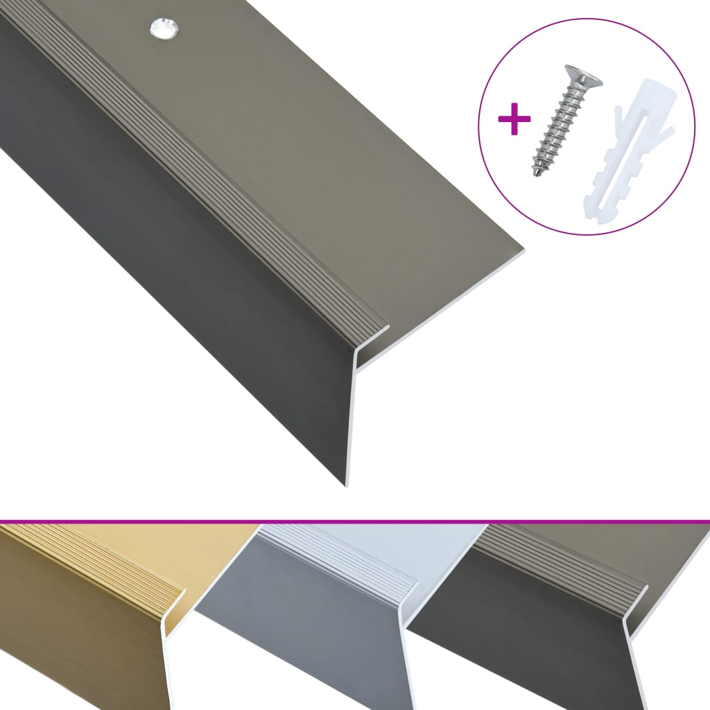 8719883675893_g_en_hd_2 vidaXL F-shape Stair Nosings 15 pcs Aluminium 100 cm Brown - Image 3