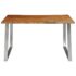 vidaXL Dining Table 140x80x75 cm Solid Acacia Wood and Stainless Steel - Image 2