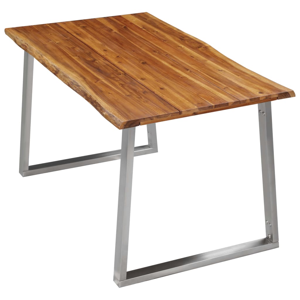 8719883680996_g_en_hd_2 vidaXL Dining Table 140x80x75 cm Solid Acacia Wood and Stainless Steel - Image 3
