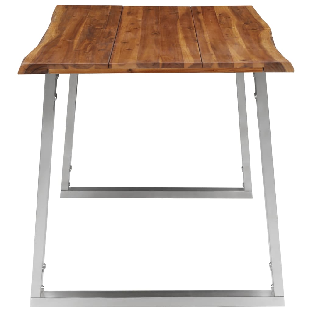 8719883680996_g_en_hd_3 vidaXL Dining Table 140x80x75 cm Solid Acacia Wood and Stainless Steel - Image 4