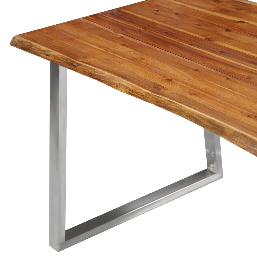 8719883680996_g_en_hd_4 vidaXL Dining Table 140x80x75 cm Solid Acacia Wood and Stainless Steel - Image 5