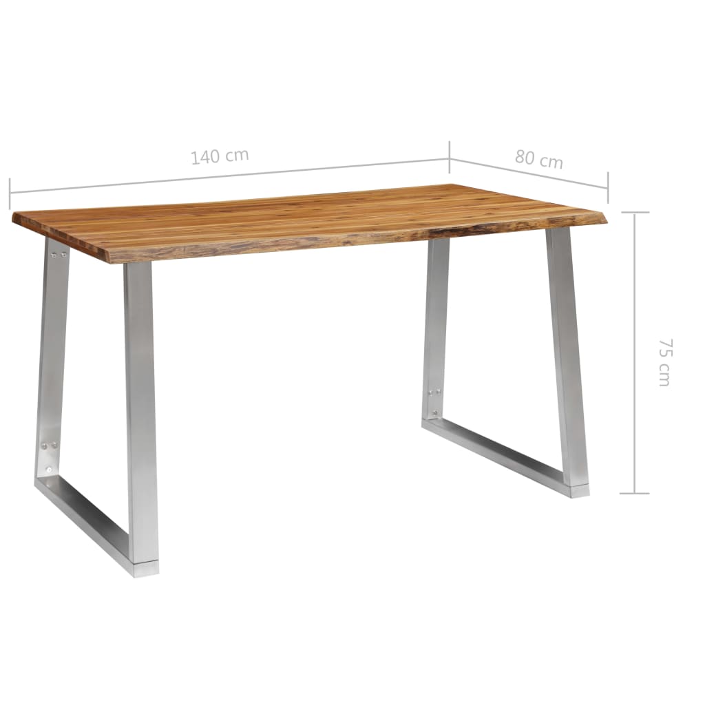 8719883680996_g_en_hd_6 vidaXL Dining Table 140x80x75 cm Solid Acacia Wood and Stainless Steel - Image 7