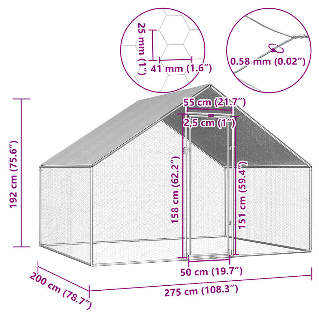 8719883681375_g_en_hd_5 vidaXL Outdoor Chicken Cage 2.75x2x1.92 m Galvanised Steel - Image 6