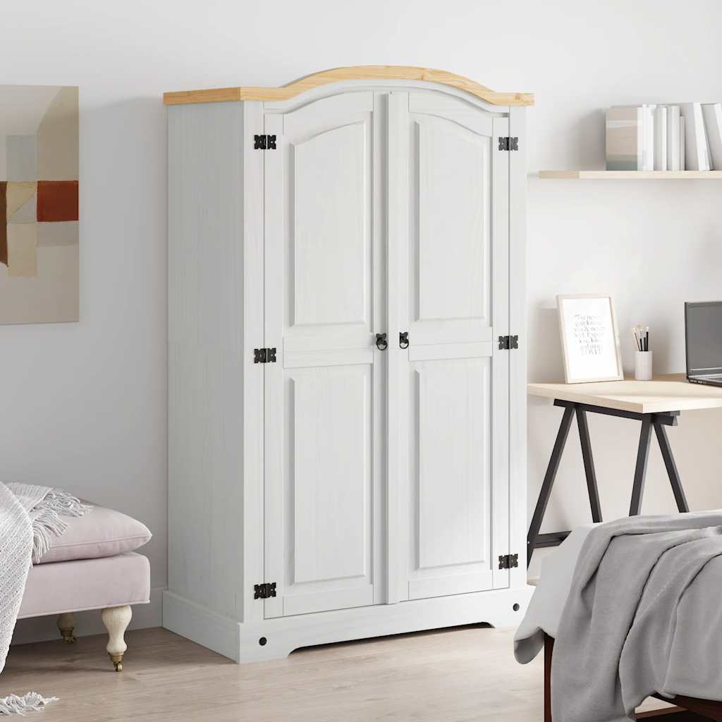 8719883681894_g_en_hd_1 vidaXL Wardrobe Mexican Pine Corona Range 2 Doors White - Image 2