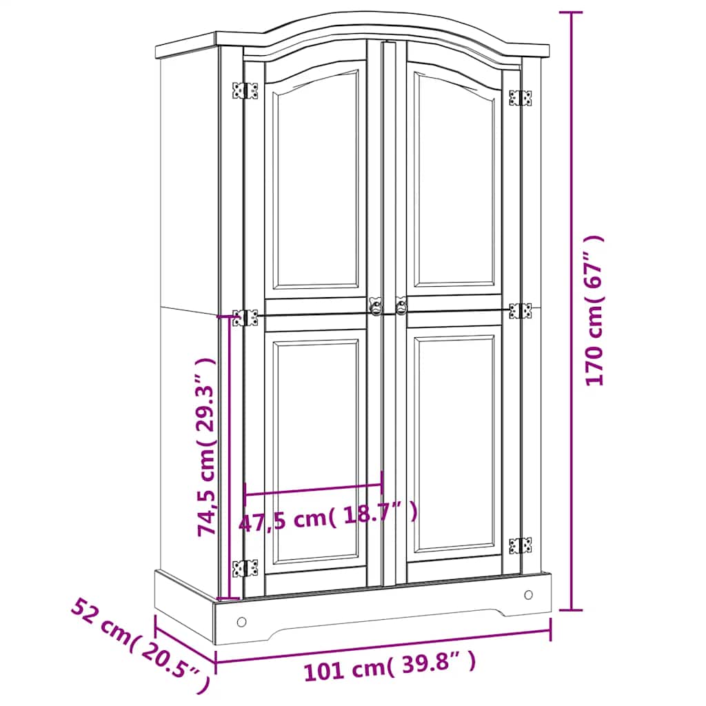 8719883681894_g_en_hd_8 vidaXL Wardrobe Mexican Pine Corona Range 2 Doors White - Image 10
