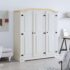 vidaXL Wardrobe Mexican Pine Corona Range 3 Doors White - Image 2