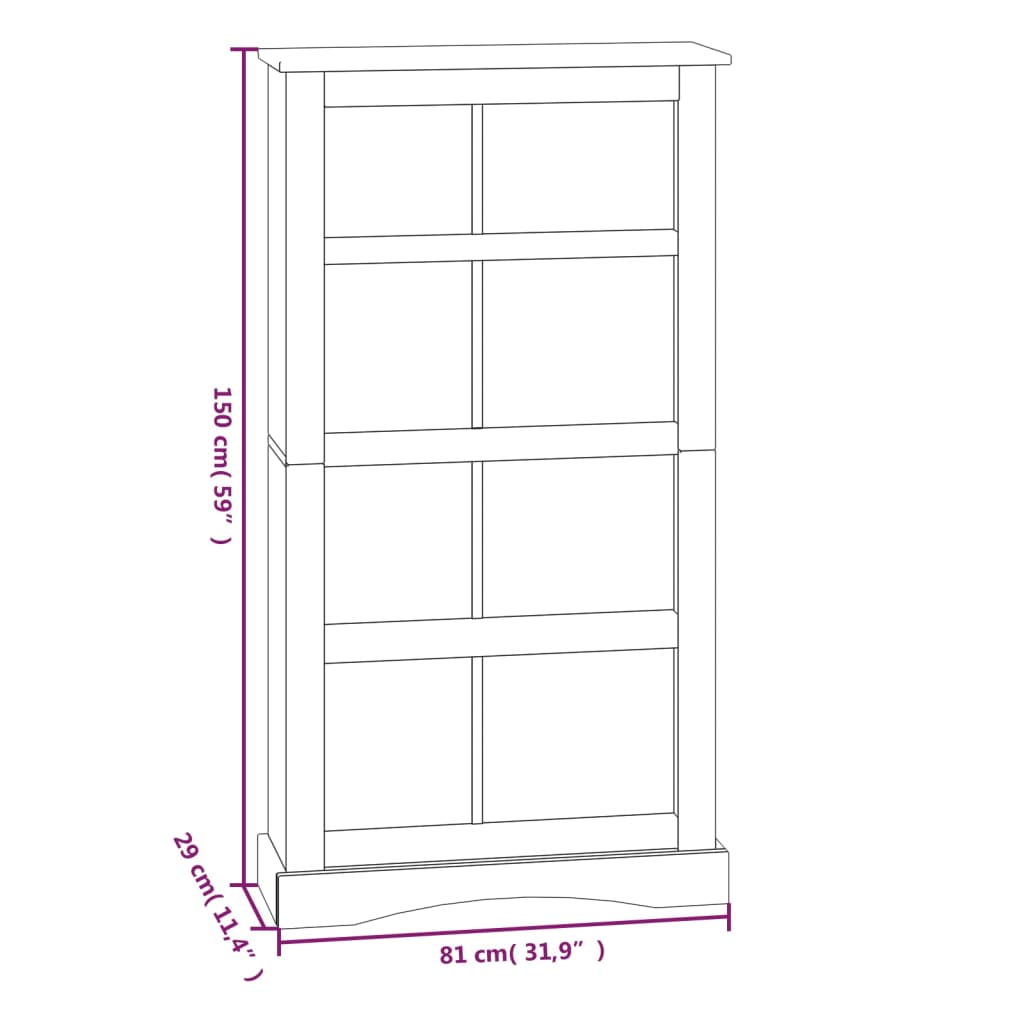 8719883682051_g_en_hd_5 vidaXL 4-Tier Bookcase Mexican Pine Corona Range White 80x29x150 cm - Image 8