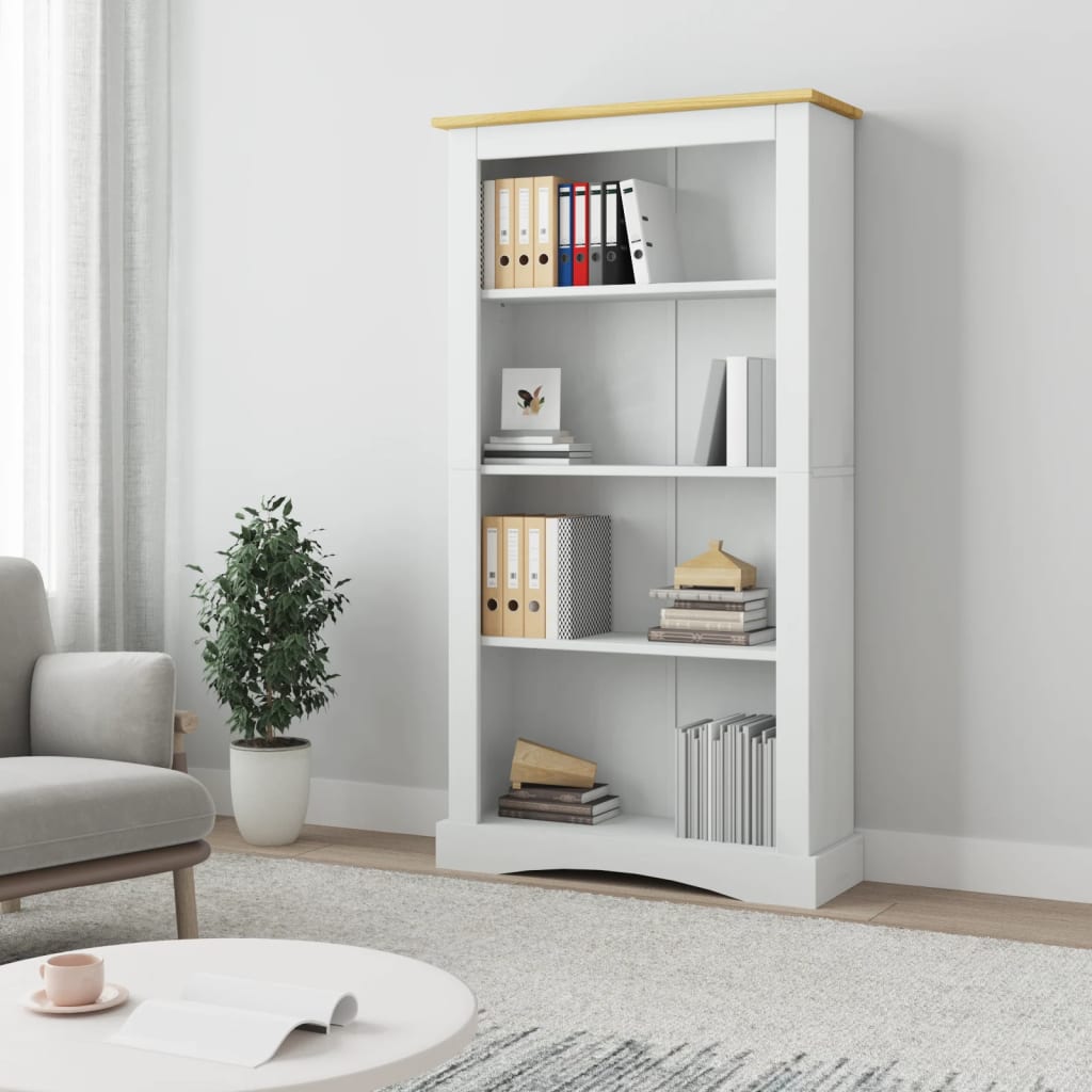 8719883682051_m_en_hd_1 vidaXL 4-Tier Bookcase Mexican Pine Corona Range White 80x29x150 cm - Image 1