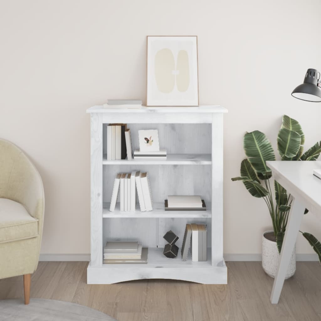 8719883682099_m_en_hd_1 vidaXL 3-Tier Bookcase Mexican Pine Corona Range White 81x29x100 cm - Image 1