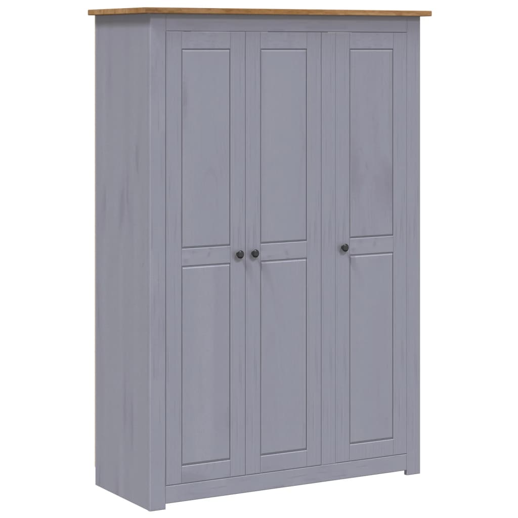 8719883682310_a_en_hd_1 vidaXL 3-Door Wardrobe Grey 118x50x171.5 cm Pine Panama Range - Image 2