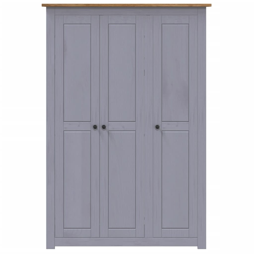 8719883682310_g_en_hd_2 vidaXL 3-Door Wardrobe Grey 118x50x171.5 cm Pine Panama Range - Image 5