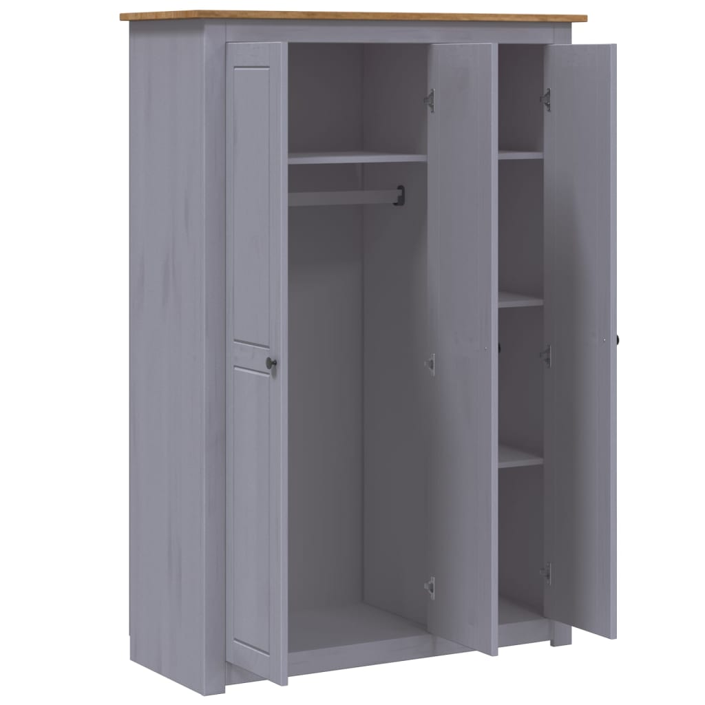 8719883682310_g_en_hd_3 vidaXL 3-Door Wardrobe Grey 118x50x171.5 cm Pine Panama Range - Image 6