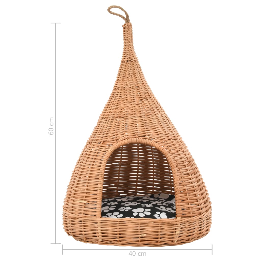 8719883682815_g_en_hd_6 vidaXL Cat House with Cushion 40x60 cm Natural Willow Teepee - Image 8