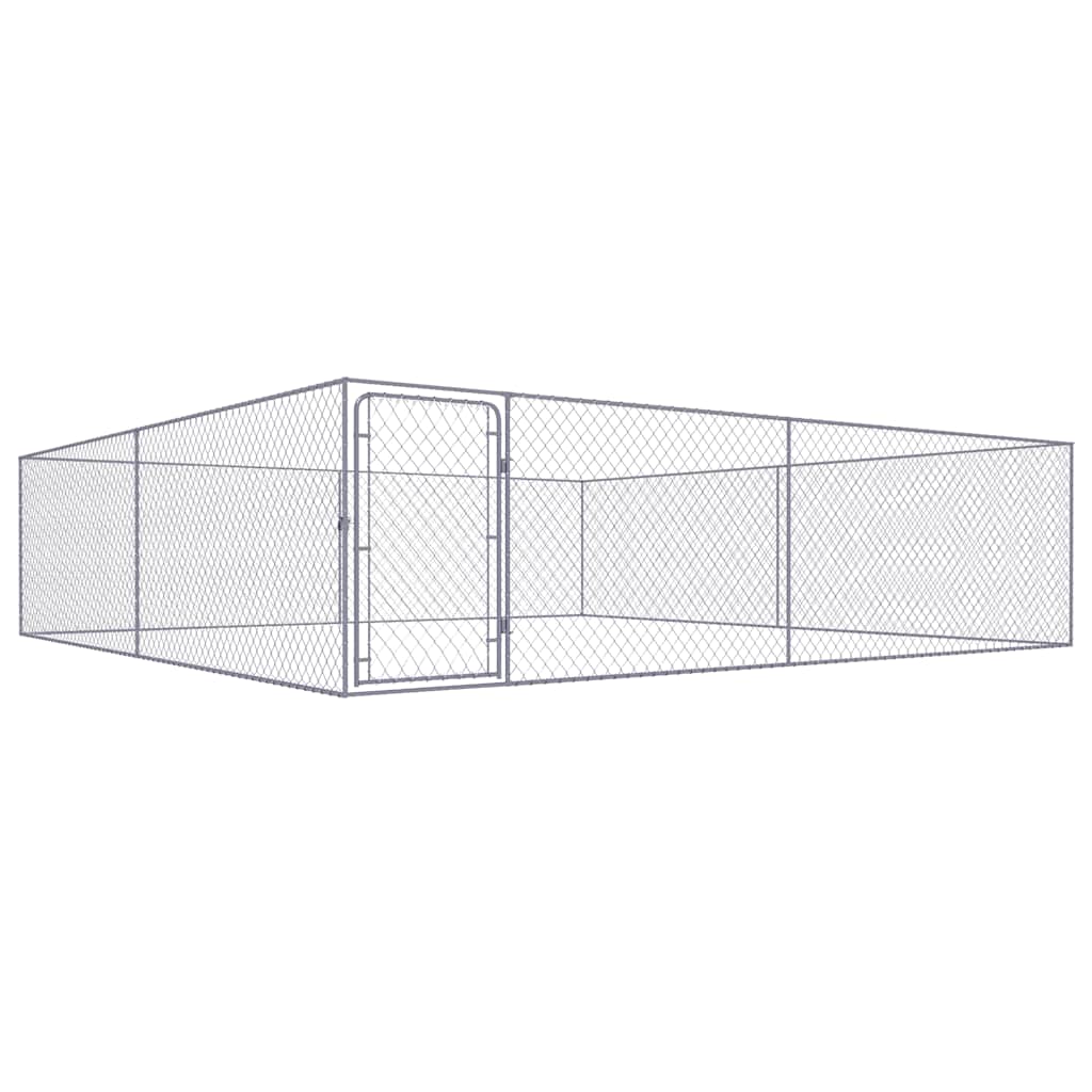 8719883682983_a_en_hd_1 vidaXL Outdoor Dog Kennel Galvanised Steel 4x4x1 m - Image 1