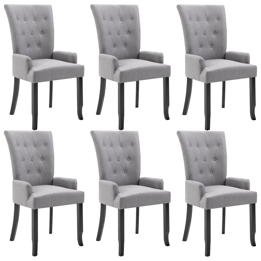 8719883683539_a_en_hd_1 vidaXL Dining Chairs with Armrests 6 pcs Light Grey Fabric - Image 2