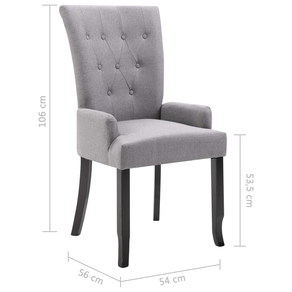 8719883683539_g_en_hd_6 vidaXL Dining Chairs with Armrests 6 pcs Light Grey Fabric - Image 8
