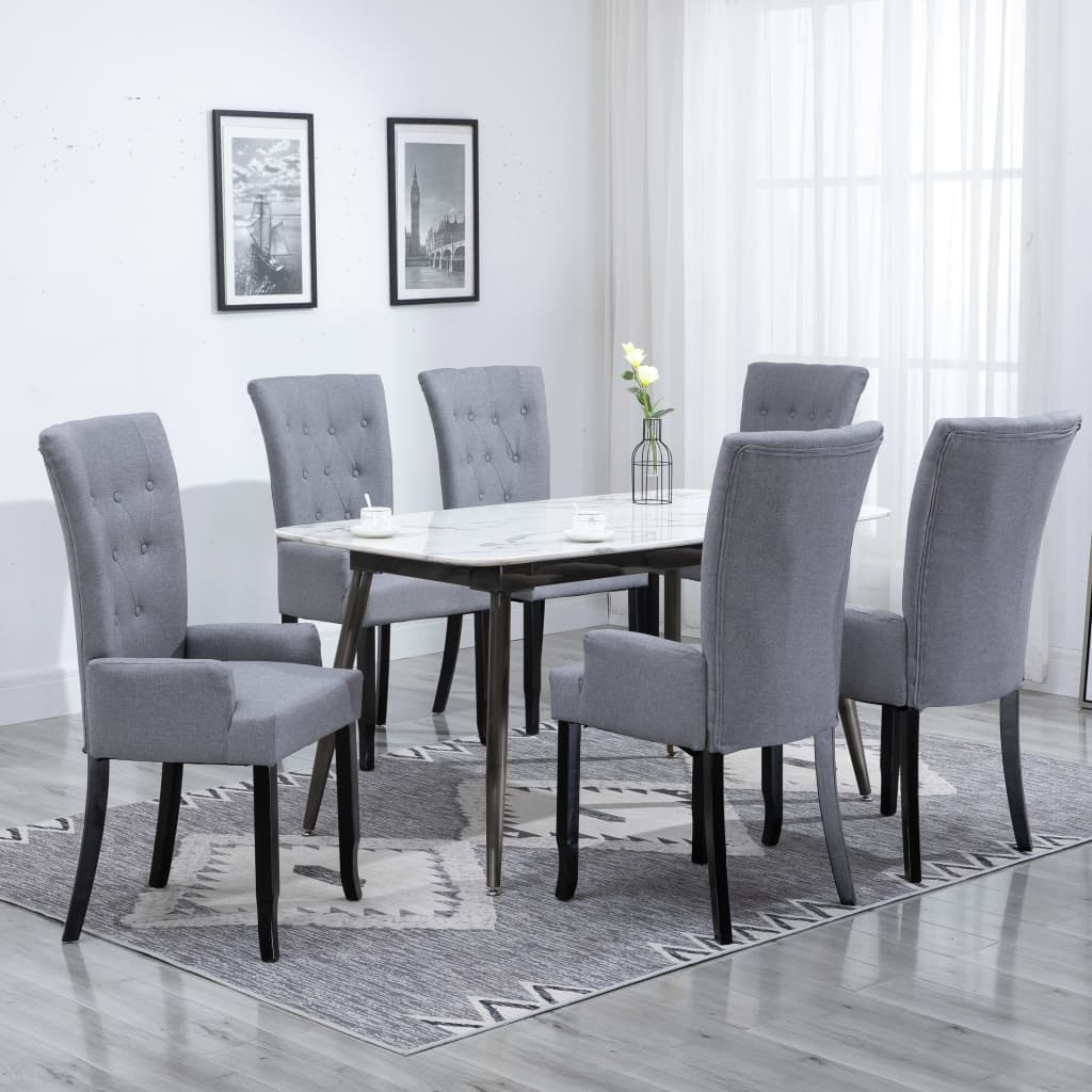 8719883683539_m_en_hd_1 vidaXL Dining Chairs with Armrests 6 pcs Light Grey Fabric - Image 1