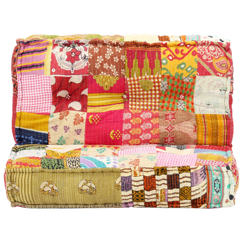 8719883687155_g_en_hd_1 vidaXL Pouffe 100x100x20 cm Patchwork Fabric - Image 2