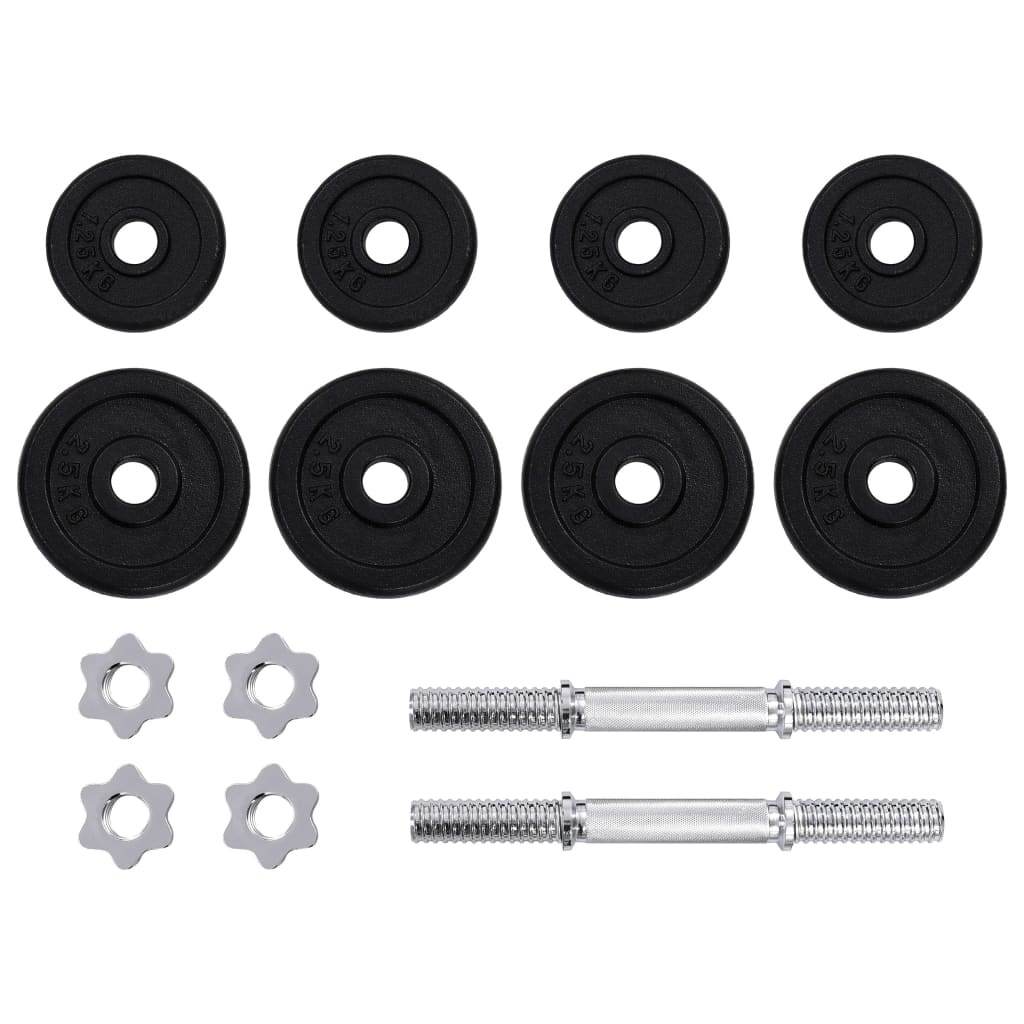 8719883687971_g_en_hd_4 vidaXL 15 Piece Dumbbell set 20 kg Cast Iron - Image 5
