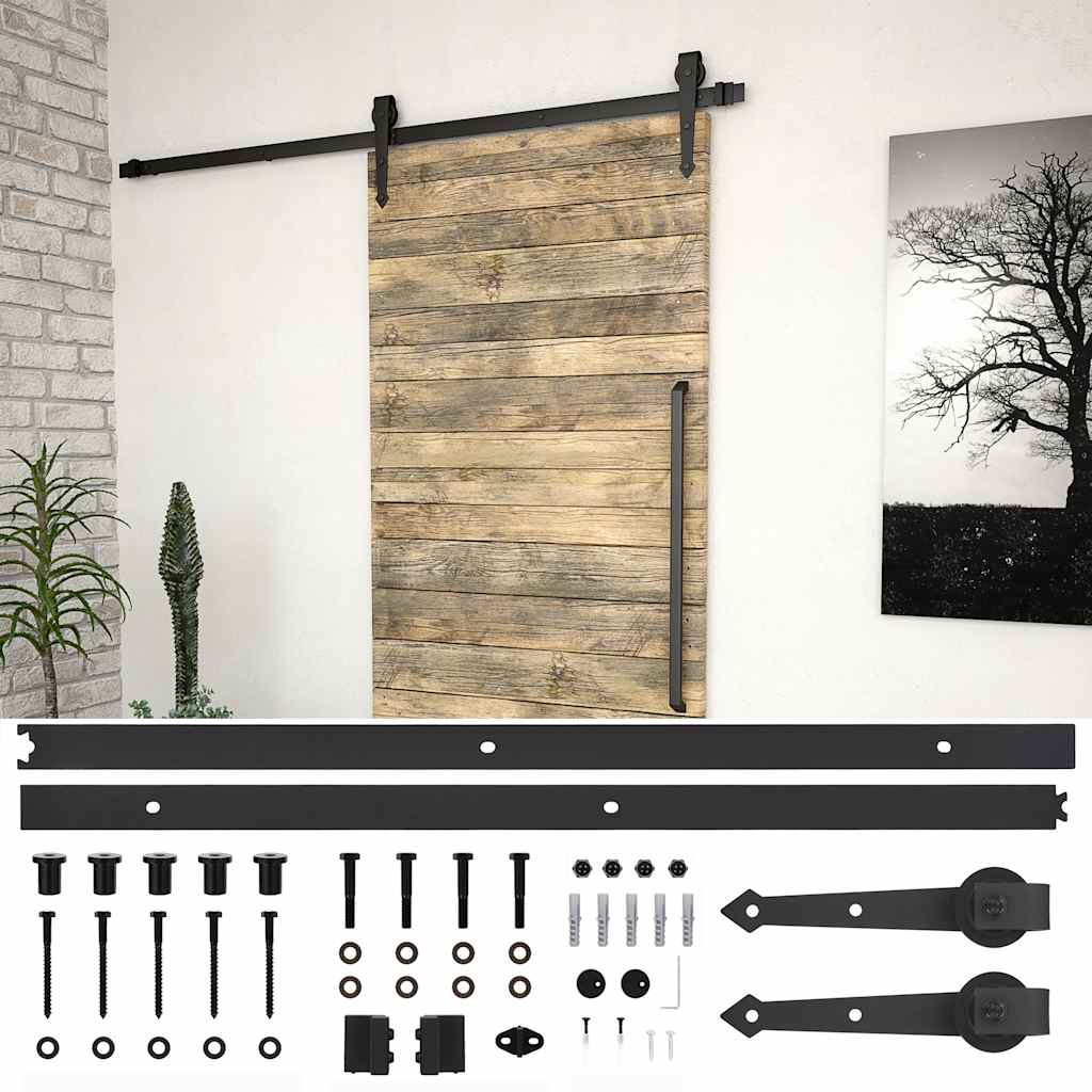 8719883691350_m_en_hd_1 vidaXL Sliding Door SKIEN Hardware Kit 200 cm Steel Black - Image 1