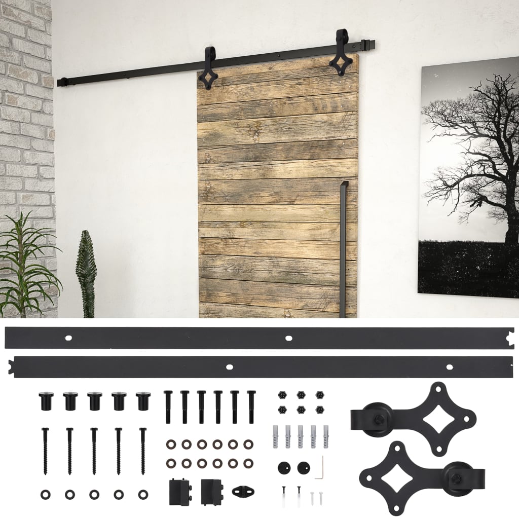8719883691374_m_en_hd_1 vidaXL Sliding Door SKIEN Hardware Kit 200 cm Steel Black - Image 1