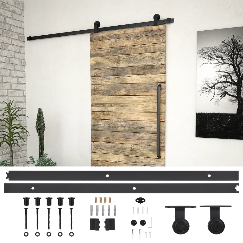 8719883691398_m_en_hd_1 vidaXL Sliding Door SKIEN Hardware Kit 200 cm Steel Black - Image 1