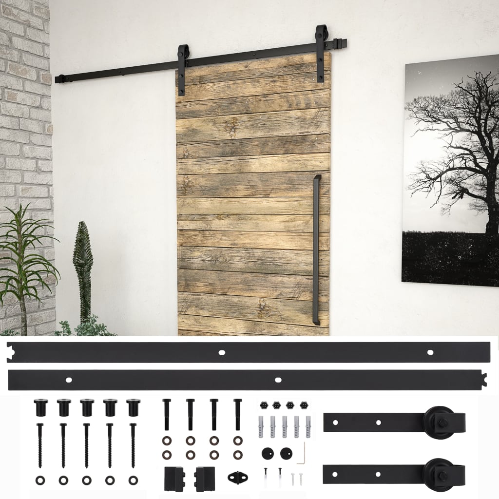 8719883691411_m_en_hd_1 vidaXL Sliding Door SKIEN Hardware Kit 200 cm Steel Black - Image 1