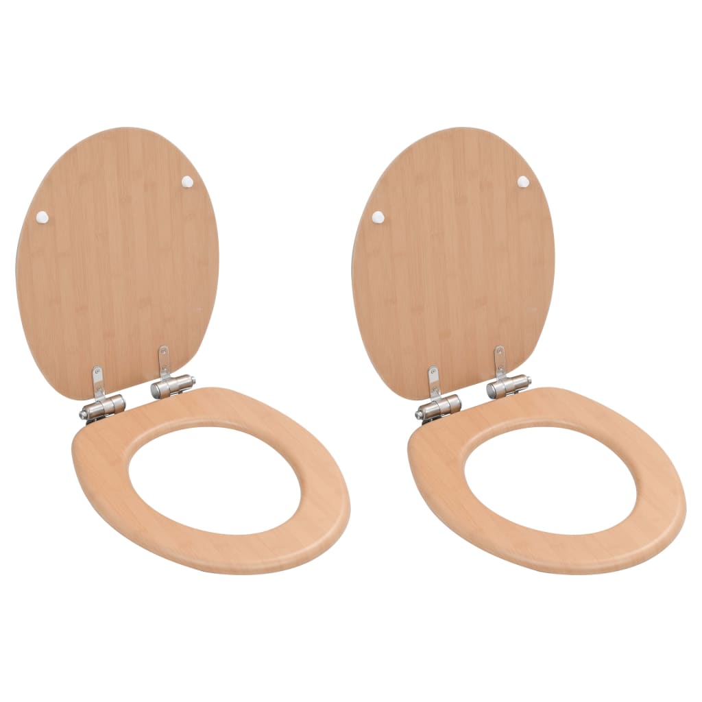 8719883691589_a_en_hd_1 vidaXL WC Toilet Seats 2 pcs with Soft Close Lids MDF Bamboo Design - Image 1