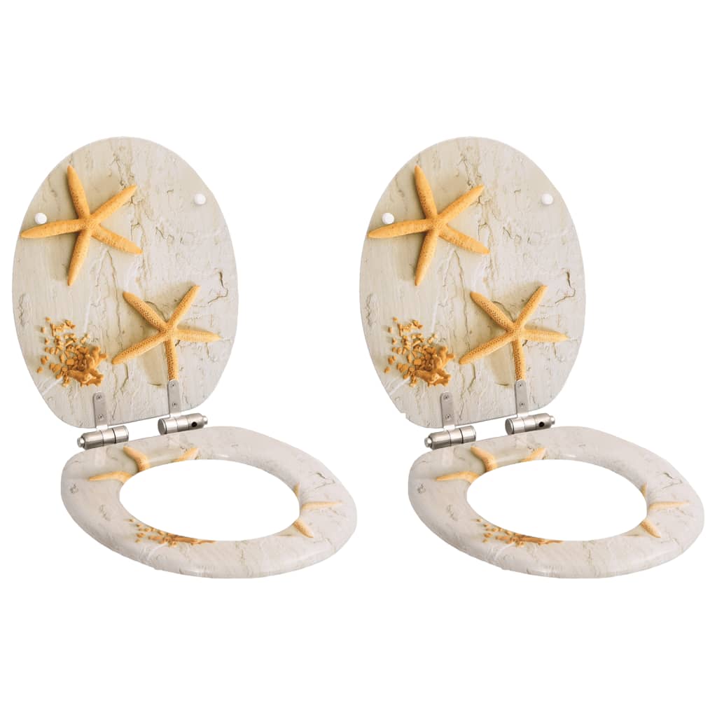 8719883691619_a_en_hd_1 vidaXL WC Toilet Seats 2 pcs with Soft Close Lids MDF Starfish Design - Image 1