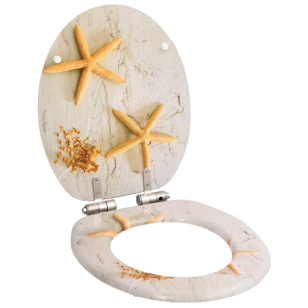 8719883691619_g_en_hd_1 vidaXL WC Toilet Seats 2 pcs with Soft Close Lids MDF Starfish Design - Image 2