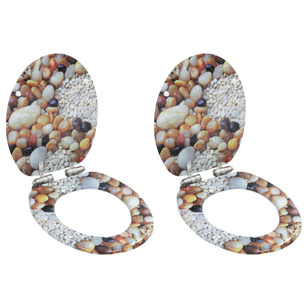 8719883691671_a_en_hd_1 vidaXL WC Toilet Seats 2 pcs with Soft Close Lids MDF Pebbles Design - Image 1