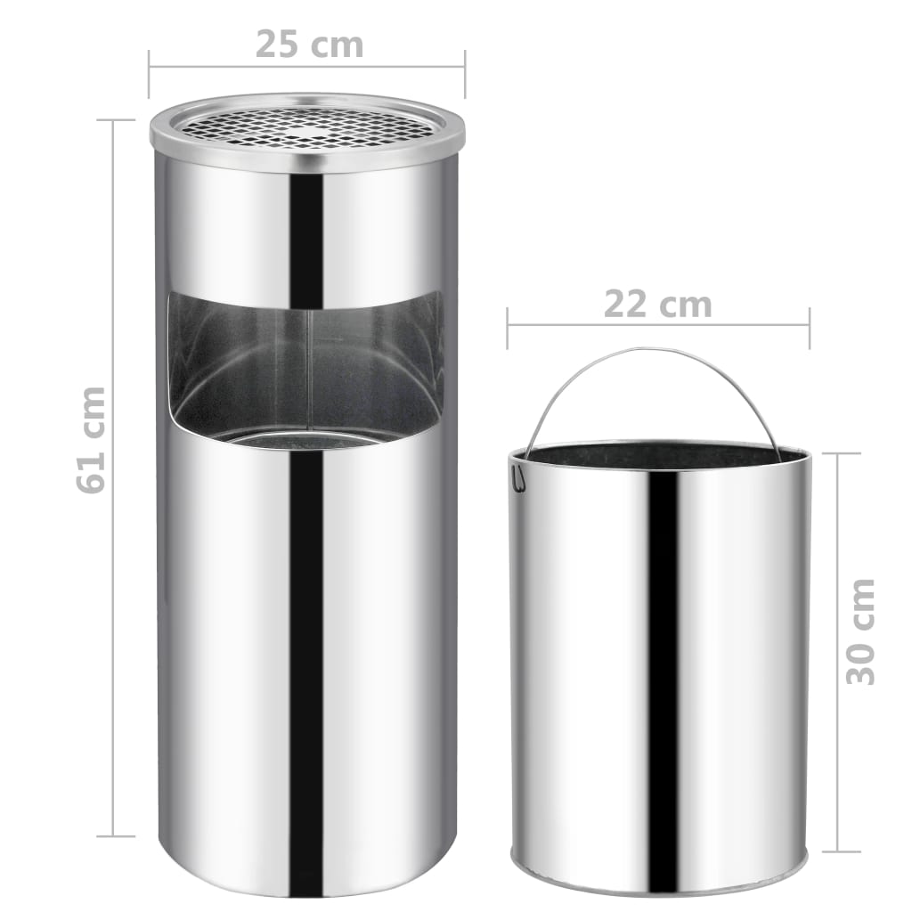 8719883705231_g_en_hd_5 vidaXL Ashtray Dustbin Hotel 30 L Stainless Steel - Image 6