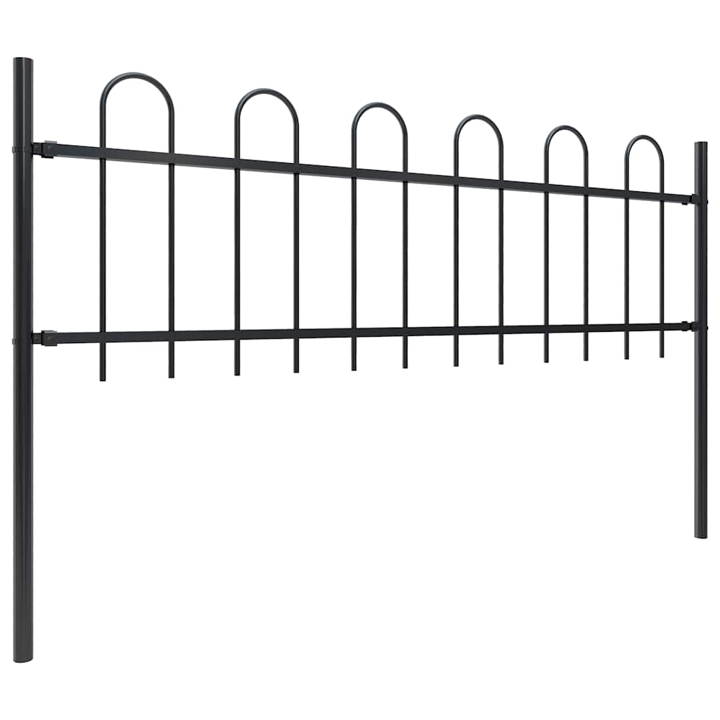 8719883710600_g_en_hd_1 vidaXL Garden Fence with Hoop Top Steel 359x60 cm Black - Image 2