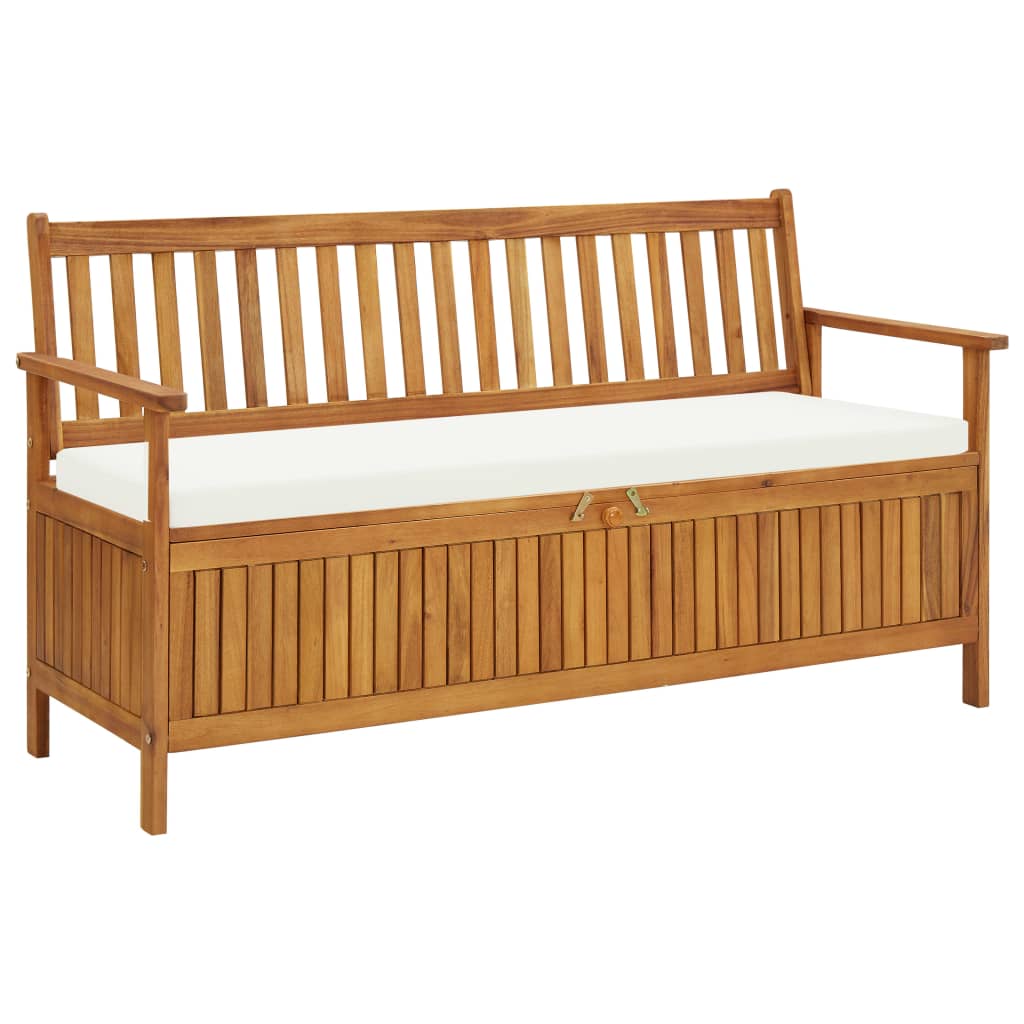 vidaXL Storage Bench with Cushion 148 cm Solid Acacia Wood