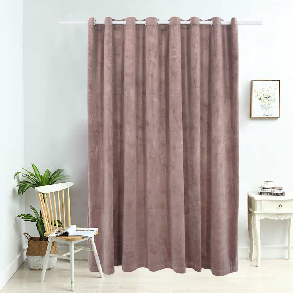 8719883720982_m_en_hd_1 vidaXL Blackout Curtain with Metal Rings Velvet Antique Pink 290x245 cm - Image 1