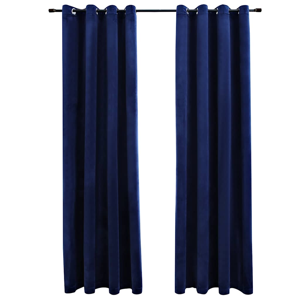 8719883721057_a_en_hd_1 vidaXL Blackout Curtains with Rings 2 pcs Velvet Dark Blue 140x245 cm - Image 2
