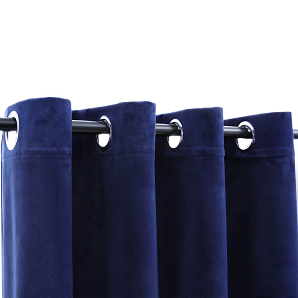 8719883721057_g_en_hd_1 vidaXL Blackout Curtains with Rings 2 pcs Velvet Dark Blue 140x245 cm - Image 3